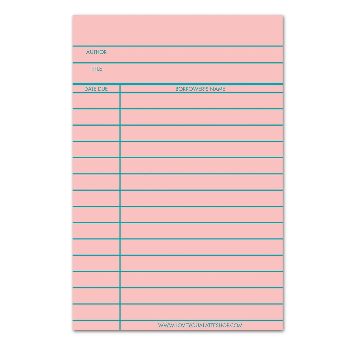 Coral Library Card Notepad – LoveYouALatteShop