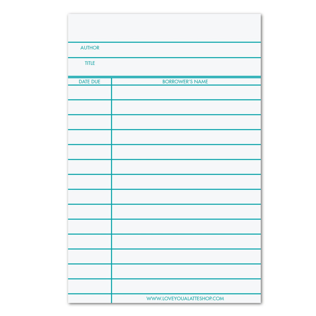 Library Checkout Card Template Printable