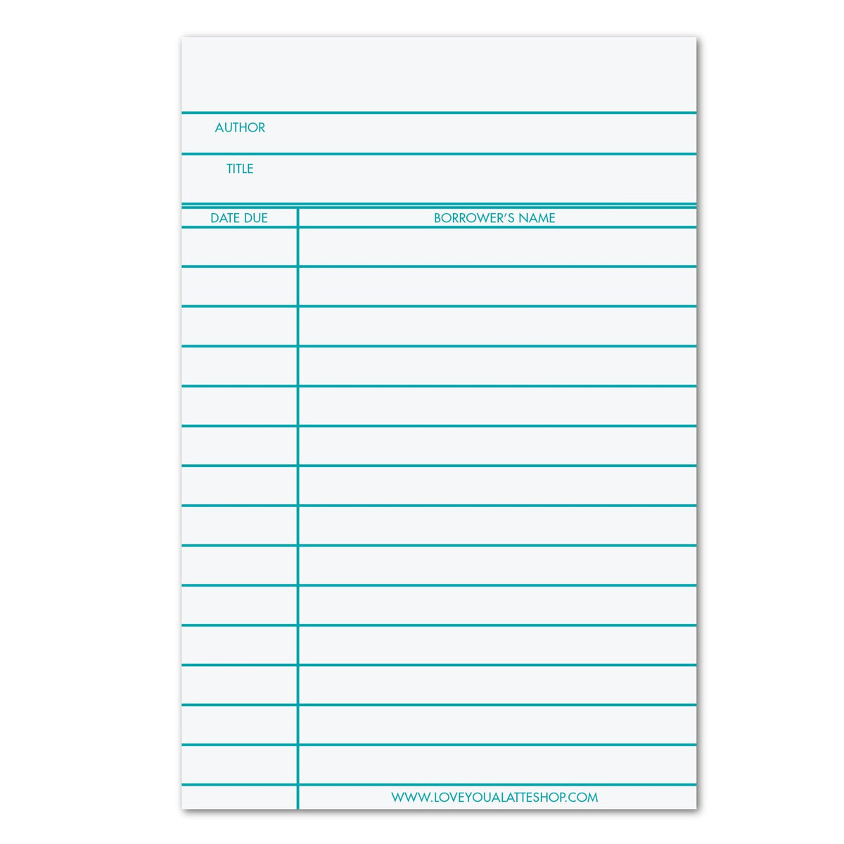 White Library Card Notepad – LoveYouALatteShop