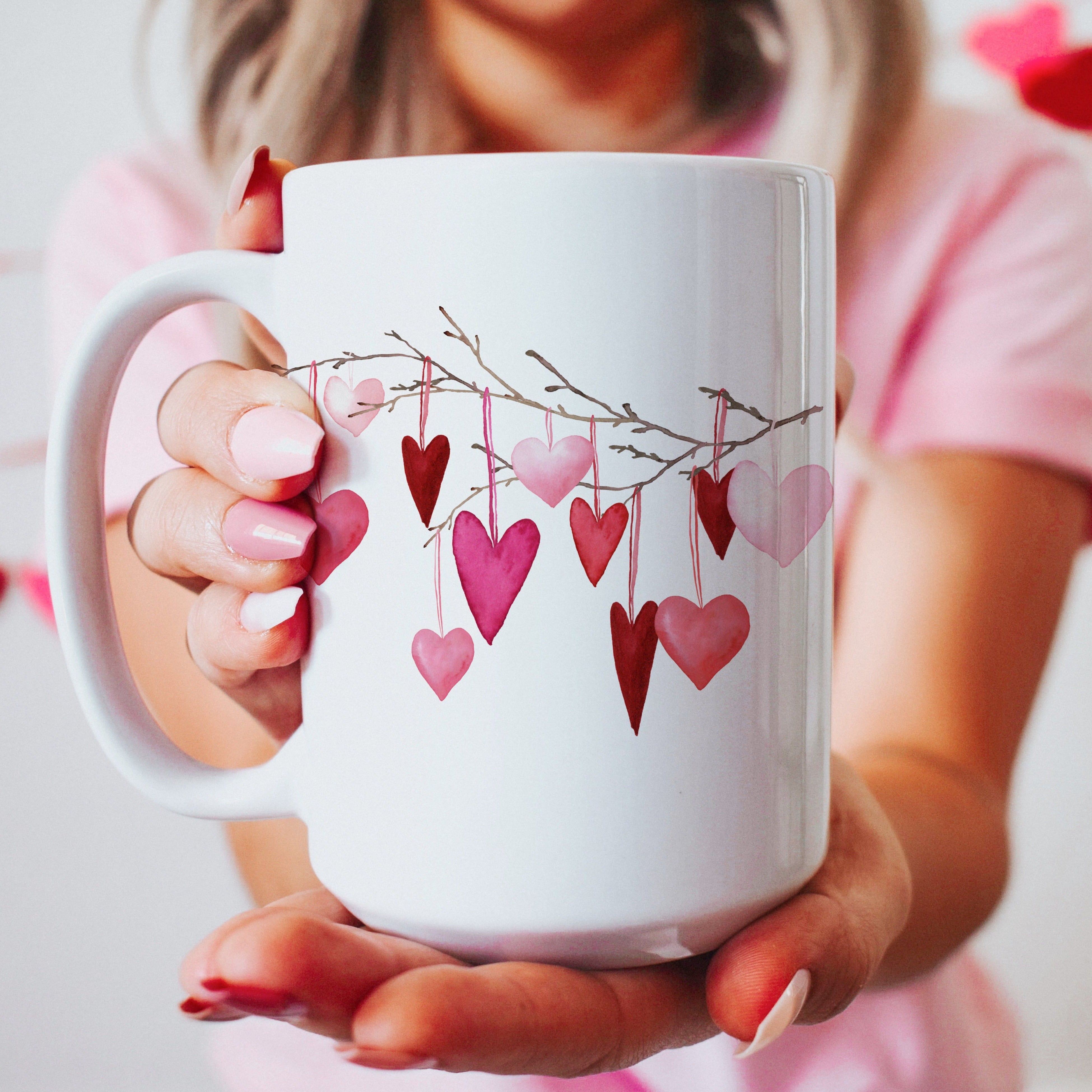 Valentine's Day Hearts on Branch 15 oz Mug – LoveYouALatteShop
