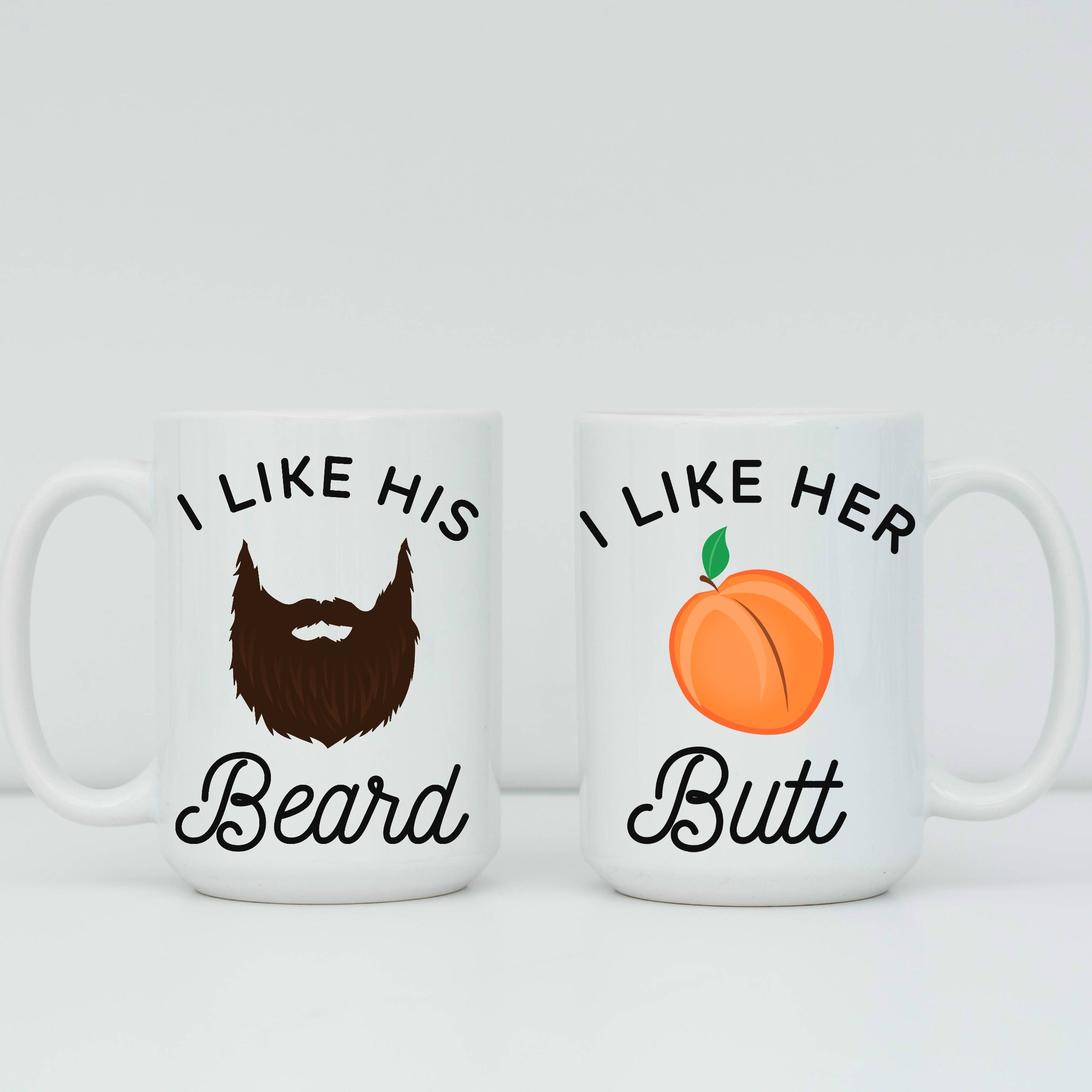 Mr and Mrs Gifts Coffee Mugs - I Like His Beard, I Like Her Btt